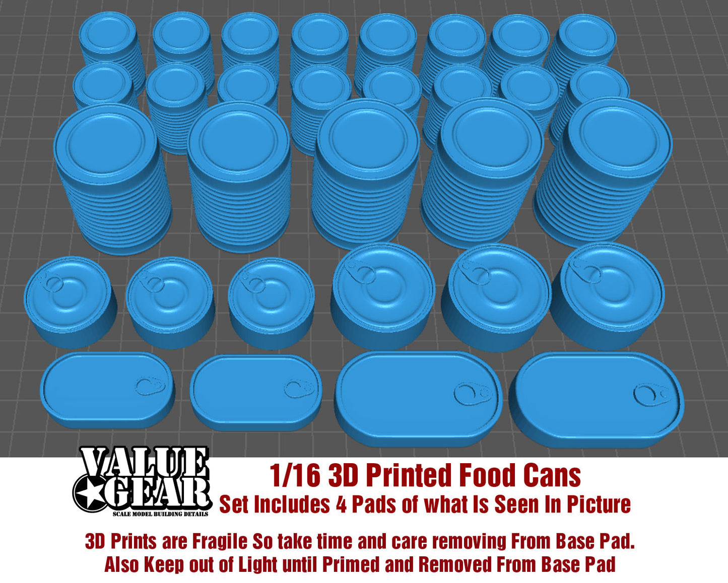 Value Gear 16UTB11 1/16 3D Printed Food Cans