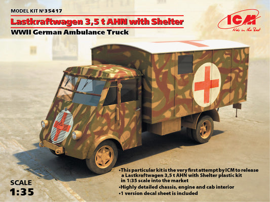 ICM 35417 1/35 Lastkraftwagen 3,5 t AHN w/ Shelter, WWII German Ambulance Truck